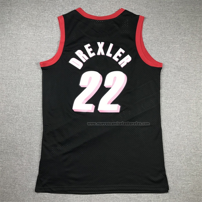 Camiseta Portland Trail Blazers Clyde Drexler NO 22 Mitchell & Ness 1991-92 Negro